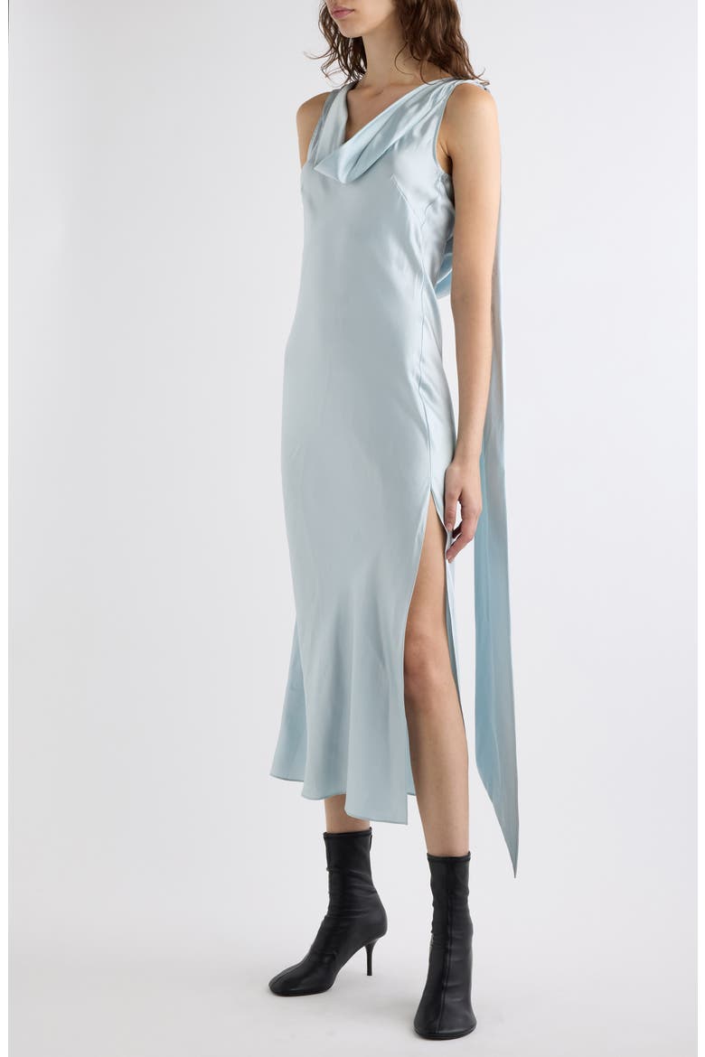 Dotti Cowl Neck Silk Satin Dress, Alternate, color, LIGHT BLUE