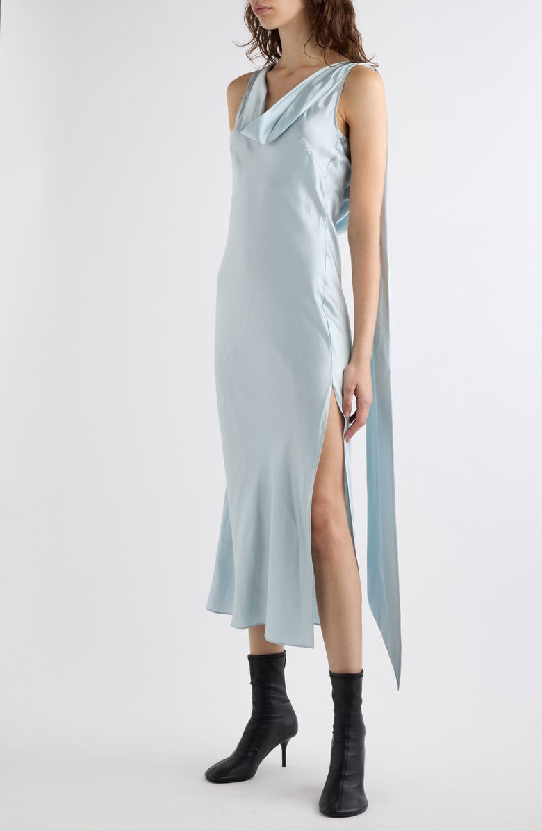 Acne Studios Dotti Cowl Neck Silk Satin Dress, Alternate, color, Light Blue