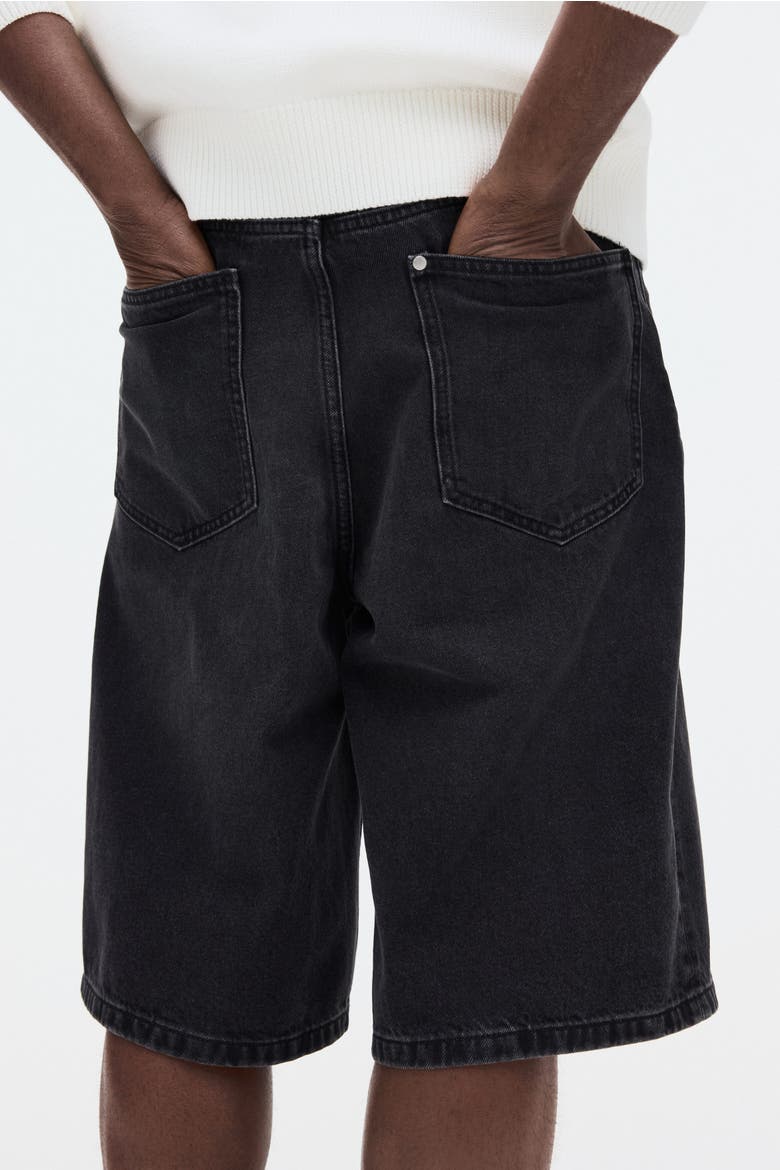Baggy Denim Shorts, Alternate, color, Denim black