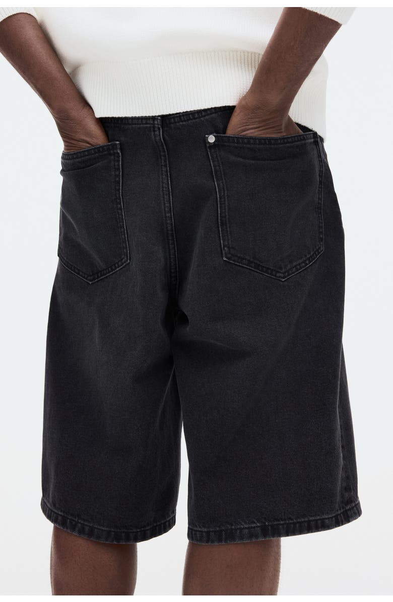 H&M Baggy Denim Shorts, Alternate, color, Denim Black