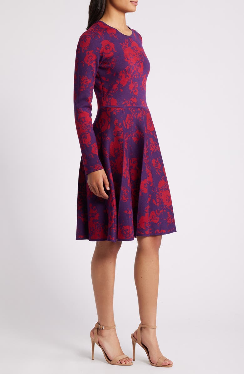 Julia Jordan Floral Long Sleeve Sweater Dress, Alternate, color,