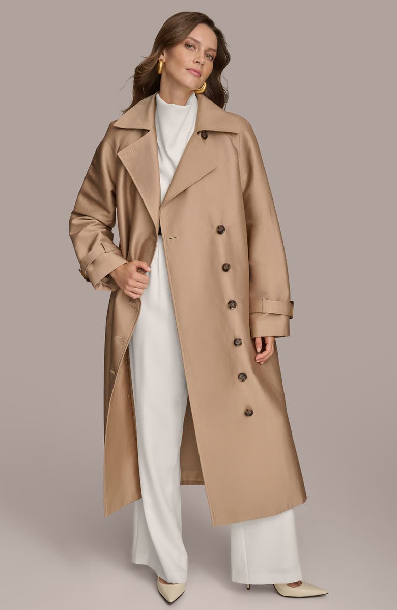 Donna Karan New York Double Breasted Trench Coat, Alternate, color, Khaki