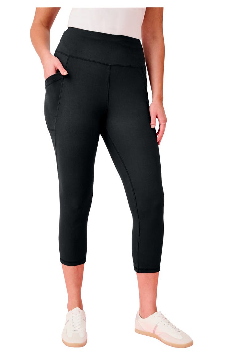 Soft Sculpt Side Pocket Capri Legging, Main, color, BLACK