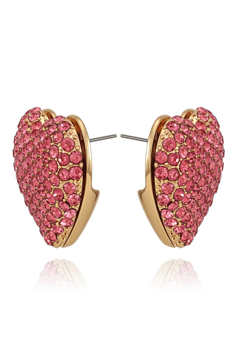 Heart Stud Earrings, Alternate, color, PINK/ GOLD