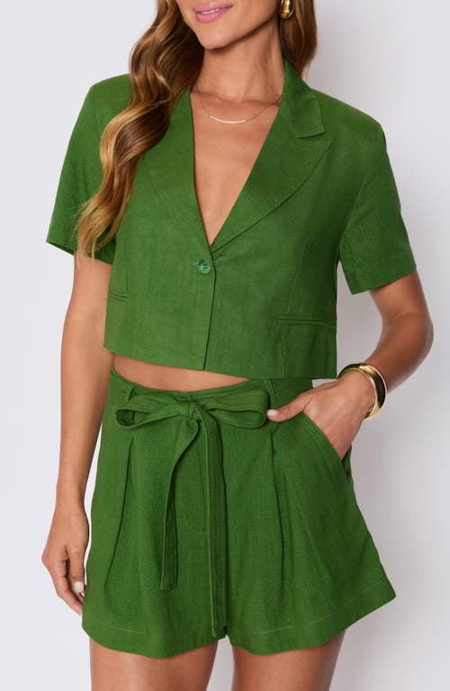 Vici Collection Modern Muse Crop Short Sleeve Jacket In Green