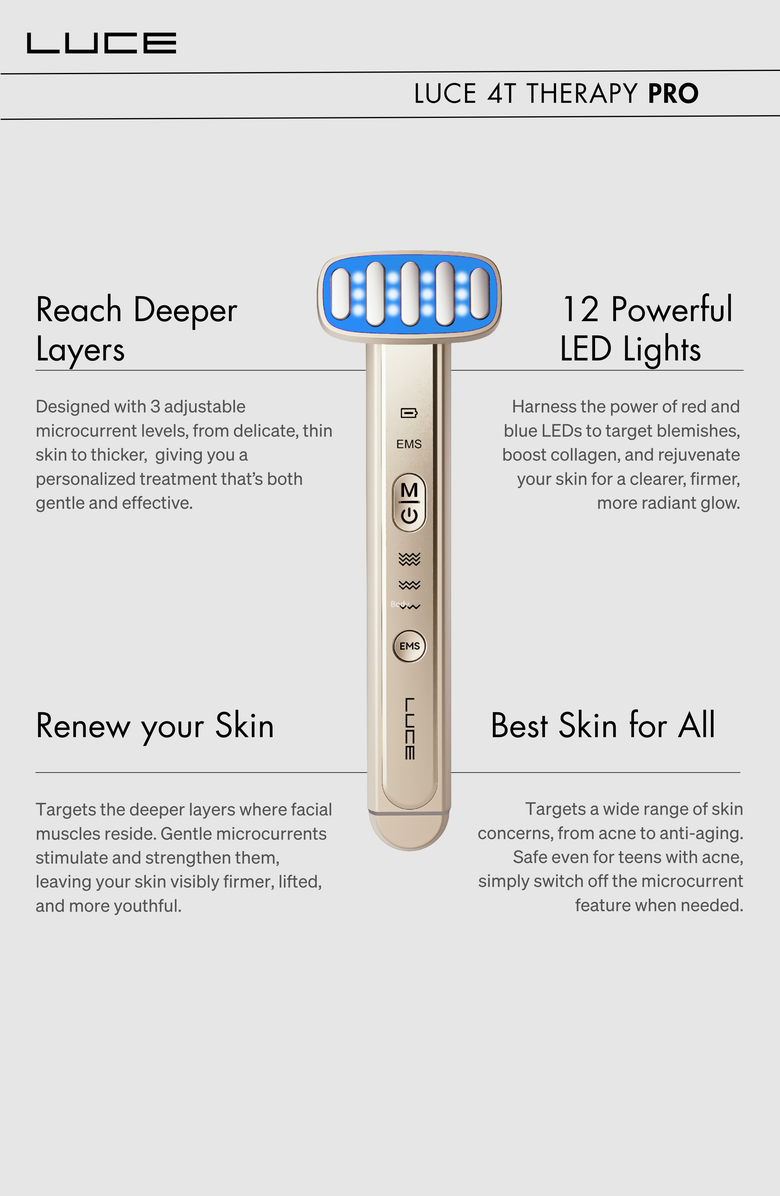 LUCE BEAUTY Face and Neck Microcurrent Wand - Pro, Alternate, color, Gold