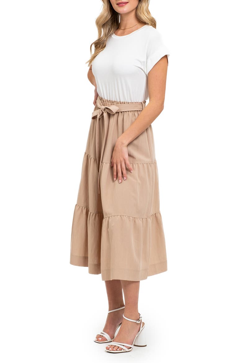 Tiered Midi Dress, Alternate, color, KHAKI