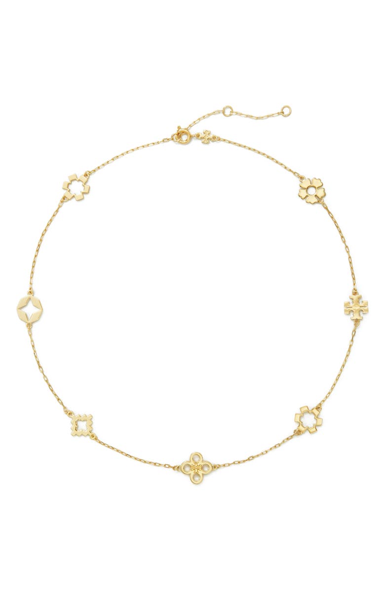 Tory Burch Forget Me Not Necklace, Main, color, Tory Gold