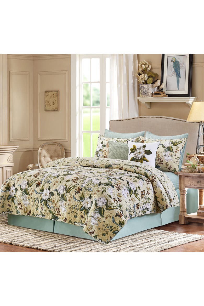 Garden Magnolia Flower HD Printed Accent Throw Pillow 18" x 18", Alternate, color, White