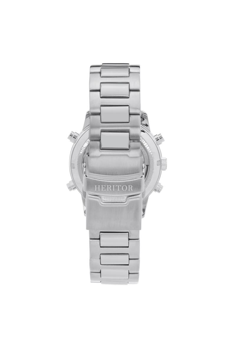 Wilhelm Day-Date Semi Skeleton Automatic Watch w/ Stainless Steel Band, Alternate, color, Black