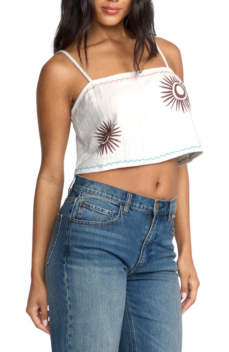 Billabong Easy Breezy Embroidered Cotton Crop Tank, Alternate, color, Salt Crystal