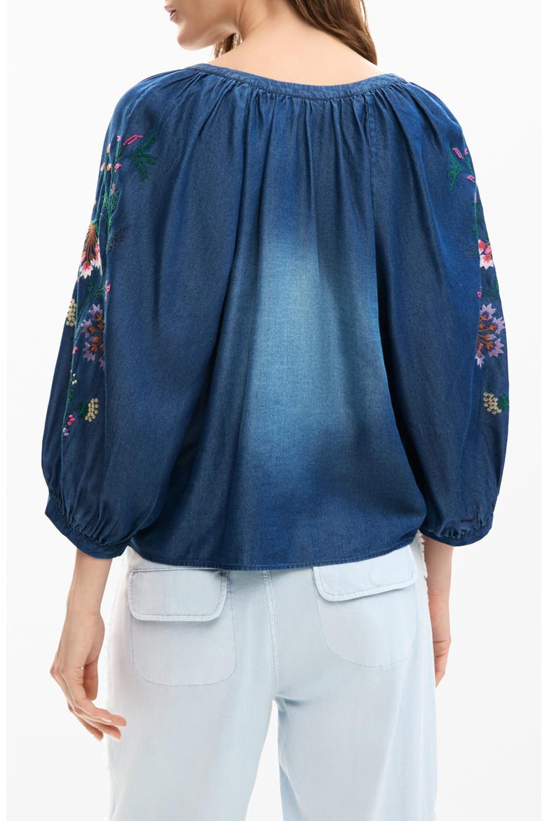 Embroidered Chambray Shirt, Alternate, color, DARK BLUE