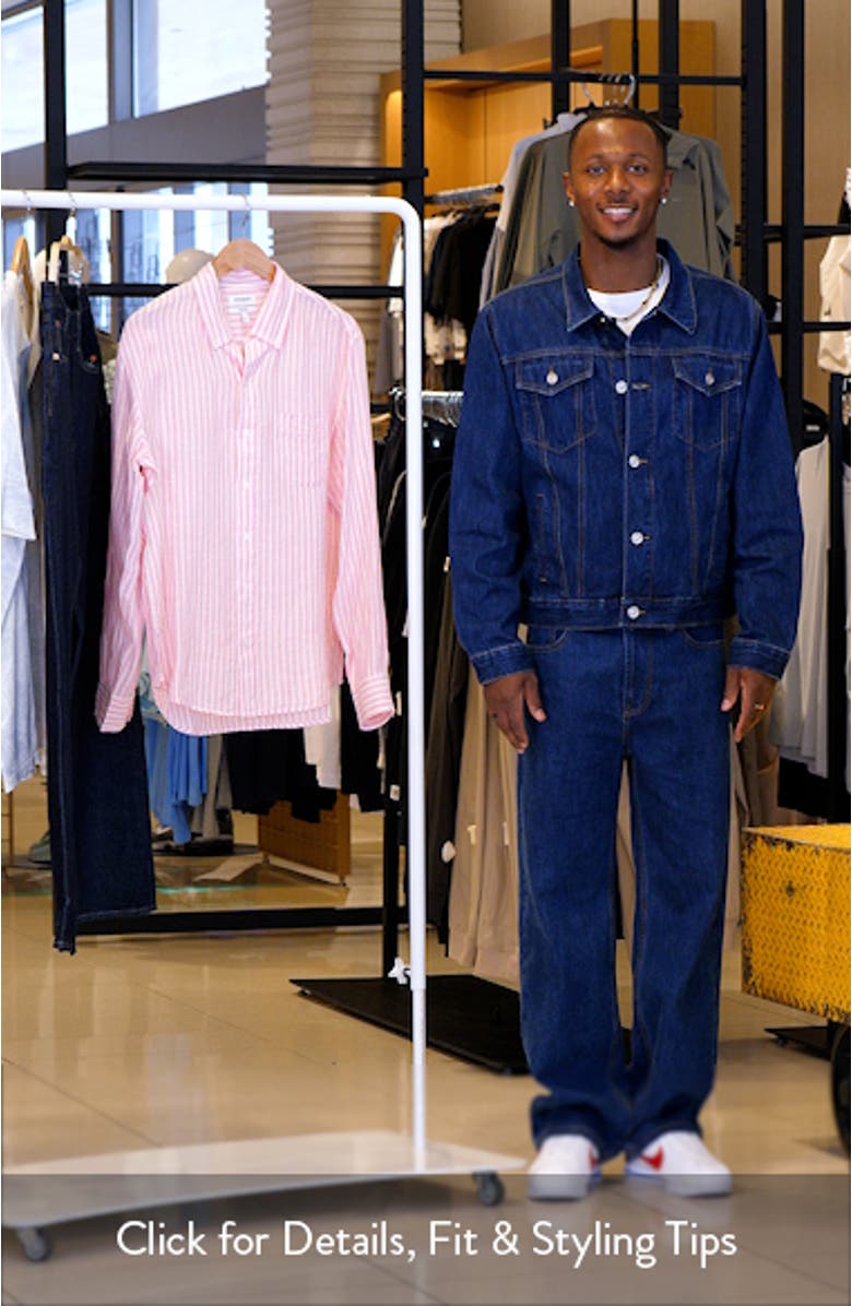 Slim Fit Stripe Linen Button-Down Shirt, sales video thumbnail