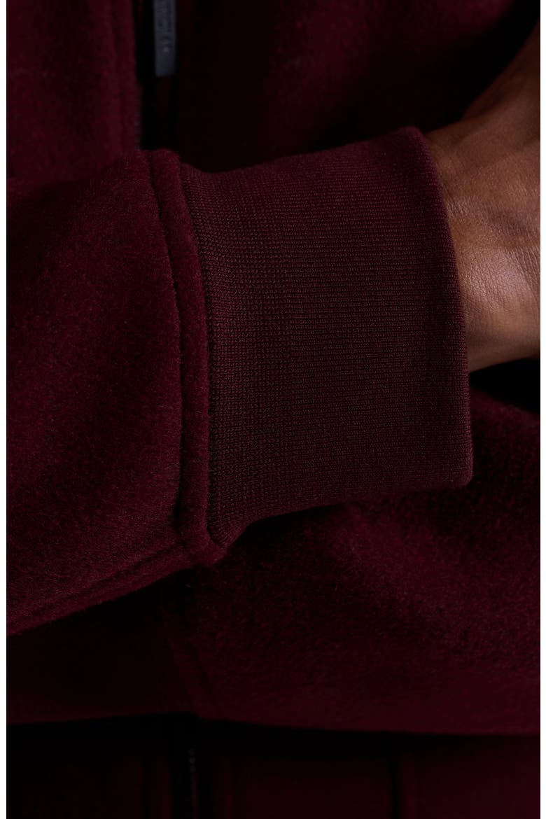 Wool Blend Bomber Jacket with Detachable Genuine Shearling Collar, Alternate, color, BURGUNDY