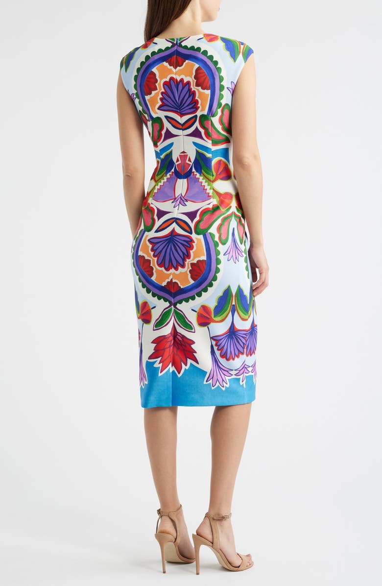 Vince Camuto Scuba Crepe Cocktail Dress, Alternate, color, Blue Multi