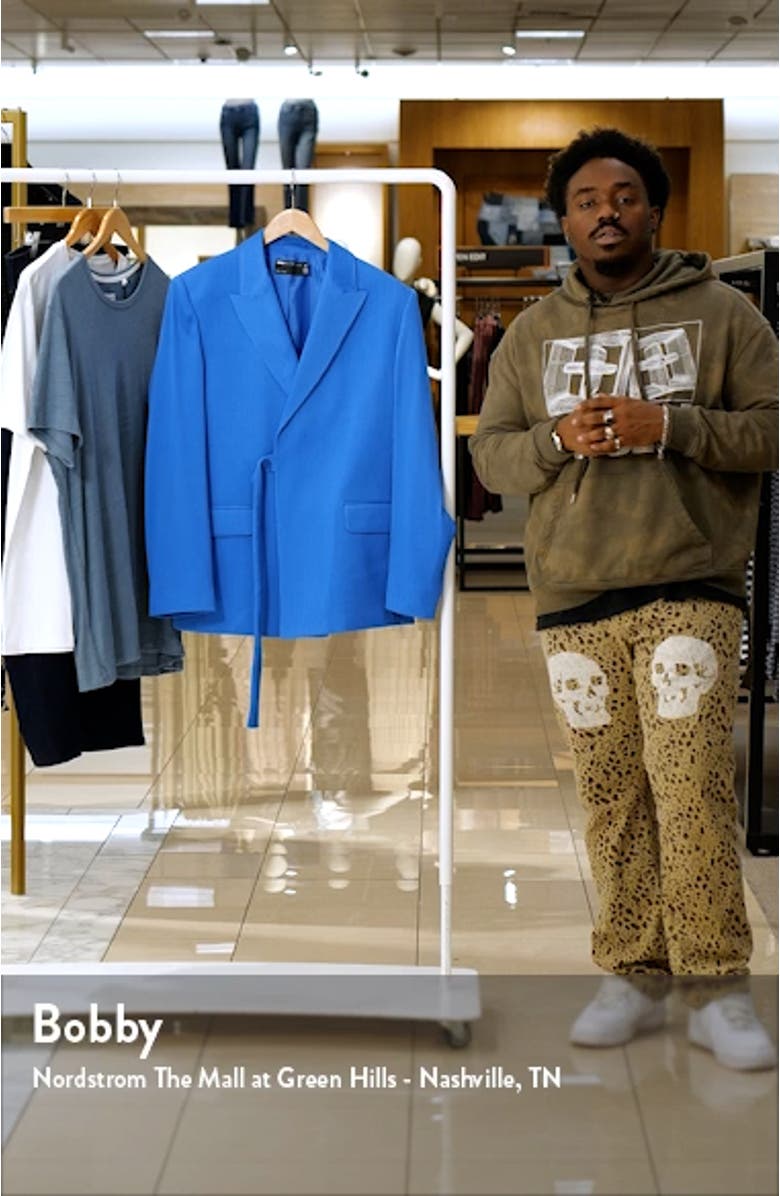 Belted Plissé Suit Jacket, sales video thumbnail