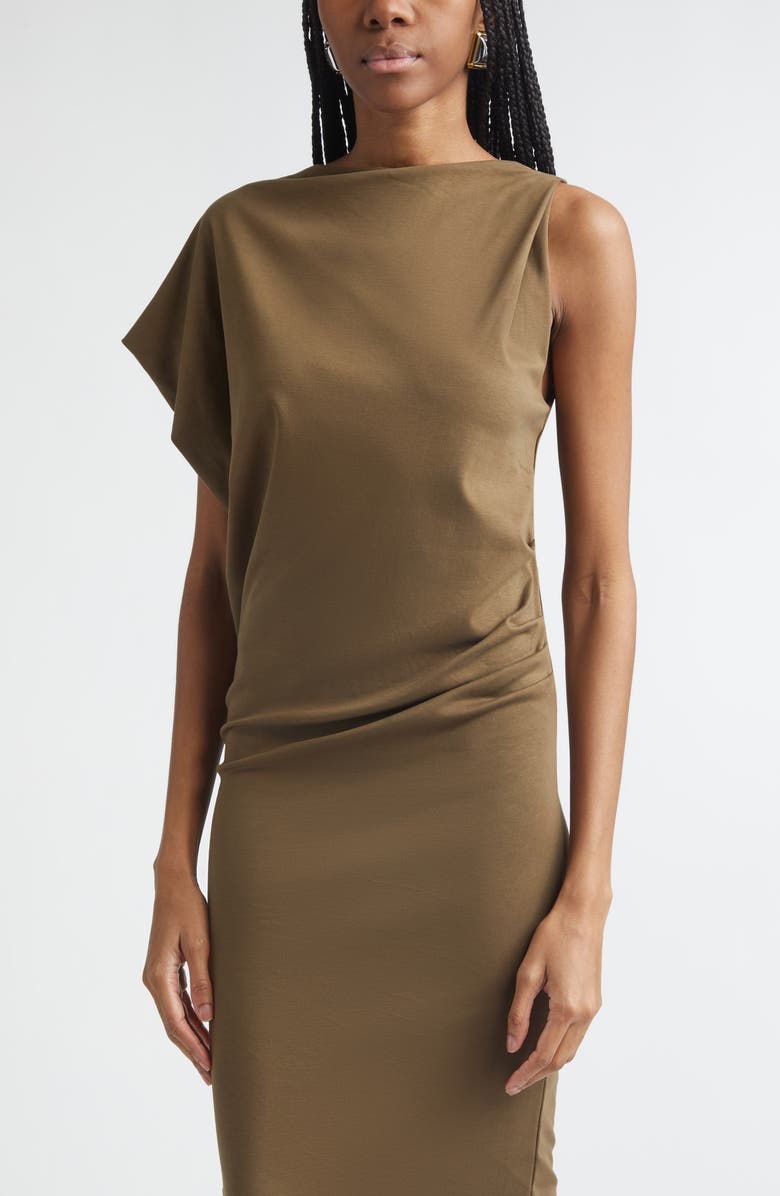 Jacquemus La Robe Draped Jersey Dress, Alternate, color, Dark Khaki