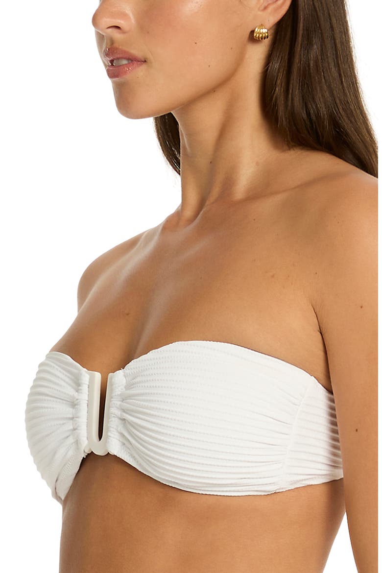 U-Bar Bandeau Bikini Top, Alternate, color, WHITE