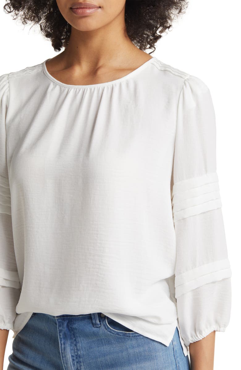 Vince Camuto Pleated Sleeve Gauze Blouse, Alternate, color,
