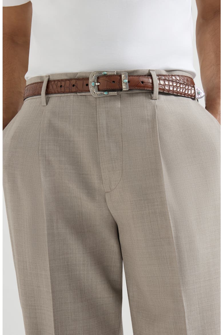 Virgin wool trousers, Alternate, color, Brown