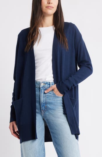 Caslon ® Everyday Open Front Cardigan In Navy Still