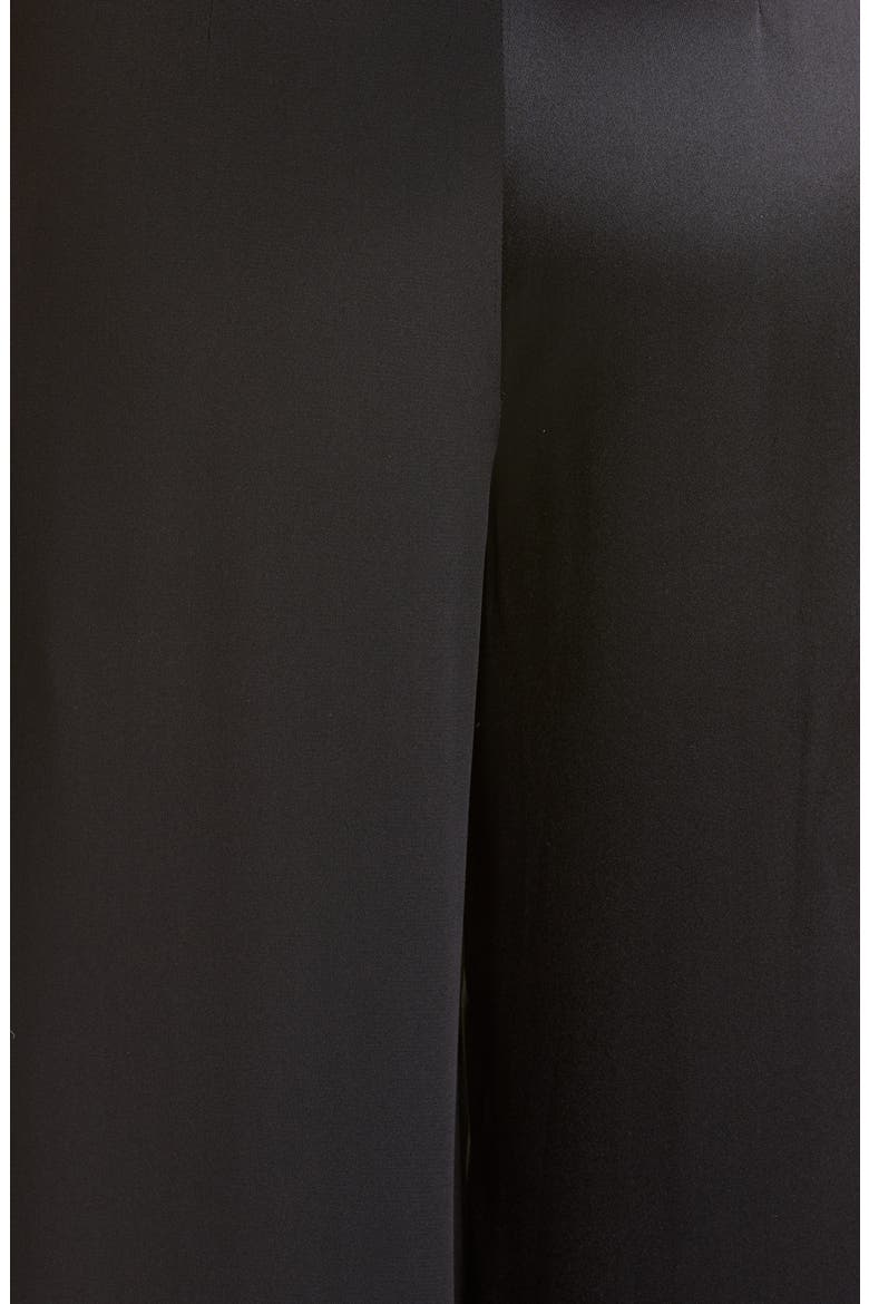 Satin Contrast Wide Leg Jumpsuit, Alternate, color, BLACK