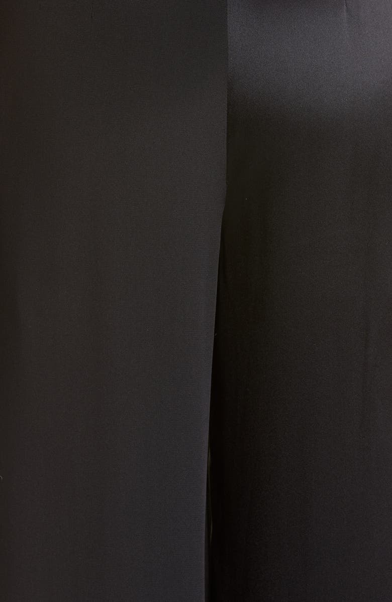 CUSHNIE Satin Contrast Wide Leg Jumpsuit, Alternate, color, 