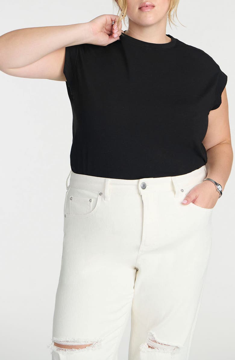 ELOQUII Cap Sleeve Jersey T-Shirt, Main, color, 