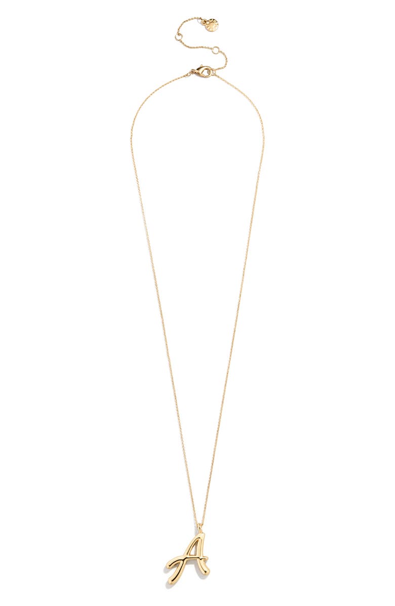 BaubleBar Script Initial Pendant Necklace, Main, color, Gold A