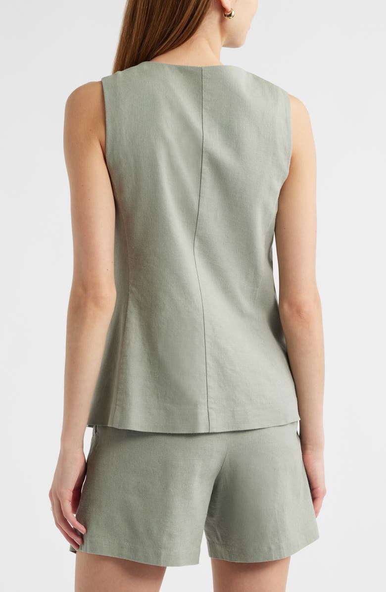 Open Edit Linen Blend Vest, Alternate, color, Green Halo