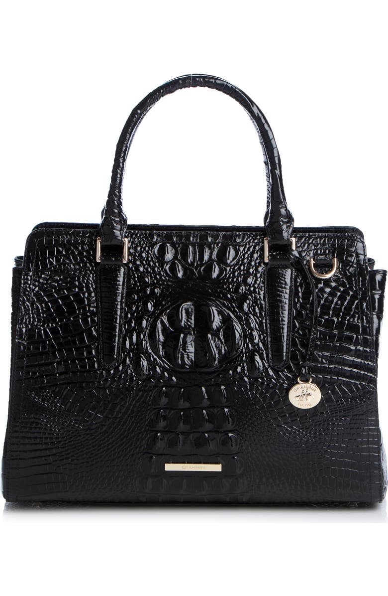Brahmin Finley Small Croc Embossed Leather Satchel, Main, color,