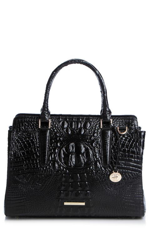 Finley Small Croc Embossed Leather Satchel