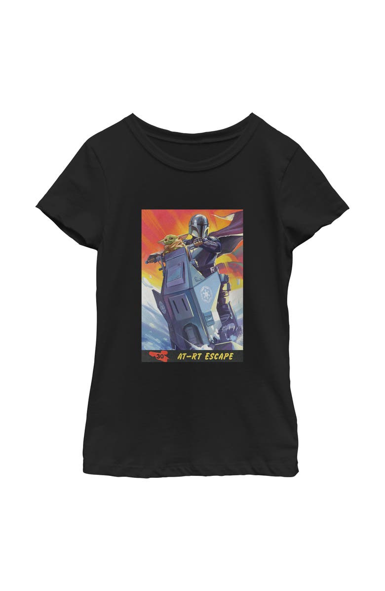 Star Wars: The Mandalorian and Grogu Girl's Star Wars The Mandalorian and Grogu AT RT Escape Comic Art  Graphic T-Shirt, Main, color, Black