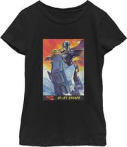 Star Wars: The Mandalorian and Grogu Girl's Star Wars The Mandalorian and Grogu AT RT Escape Comic Art  Graphic T-Shirt