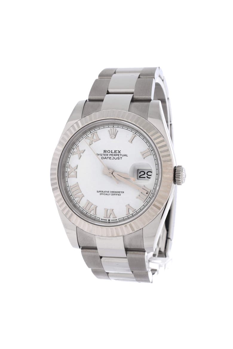 Oyster Perpetual Datejust Automatic Watch Stainless Steel and White Gold 41, Alternate, color, Metallic Silver
