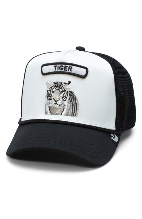 Goorin Bros. Tiger Embroidered Patch Trucker Hat in White 