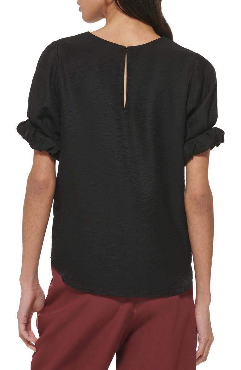 DKNY Ruffle Cuff Hammered Satin Blouse, Alternate, color, 