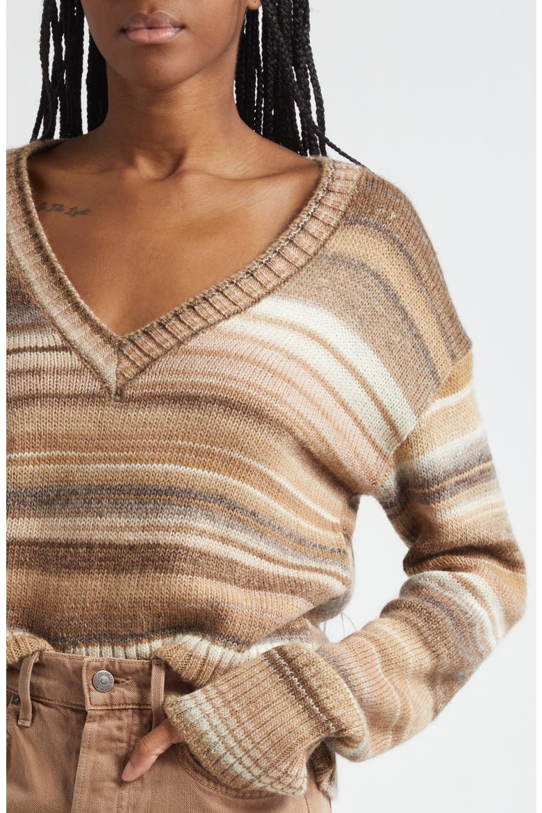 Diora Stripe Wool Blend Sweater, Alternate, color, DESERT KHAKI MULTI