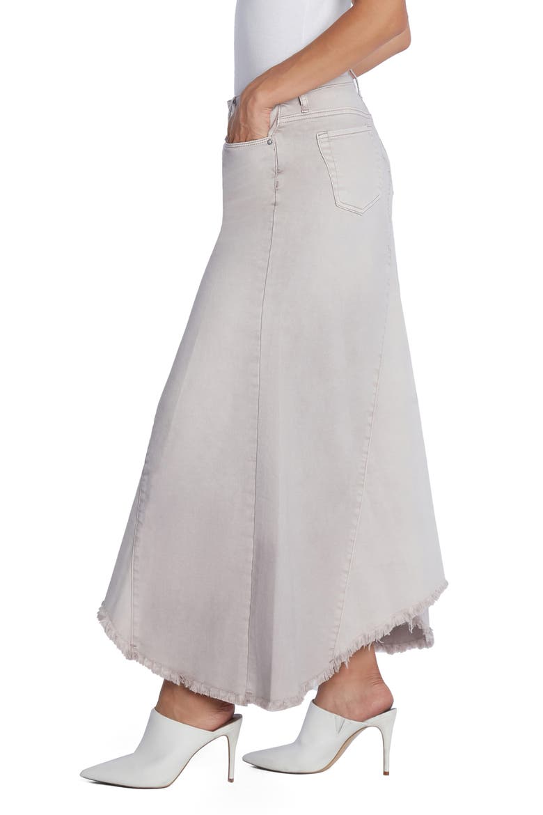 Selma Pieced Asymmetric Denim Maxi Skirt, Alternate, color, ALMOND