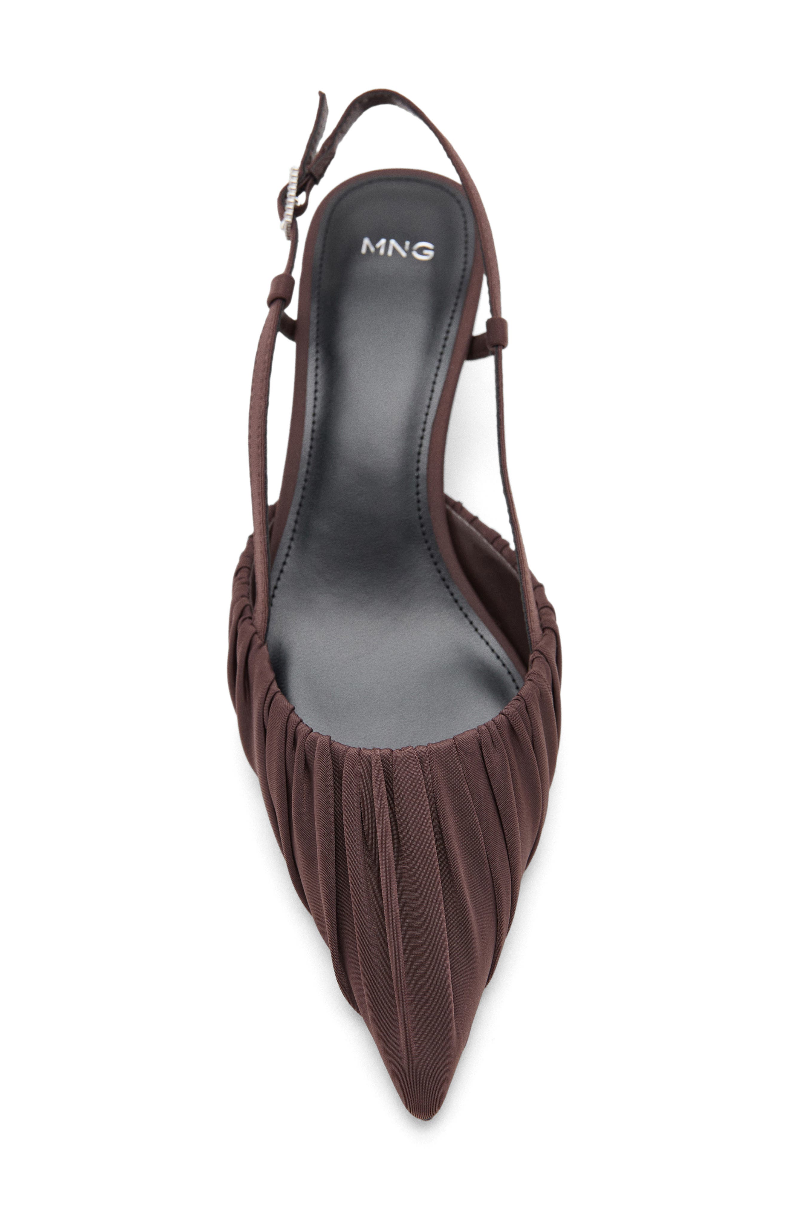 MANGO Ruched Slingback Kitten Heel, Alternate, color, Chocolate