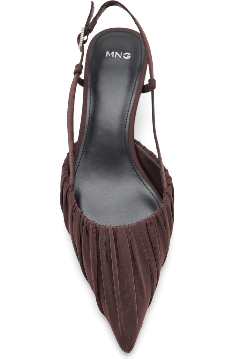 MANGO Ruched Slingback Kitten Heel, Alternate, color, Chocolate