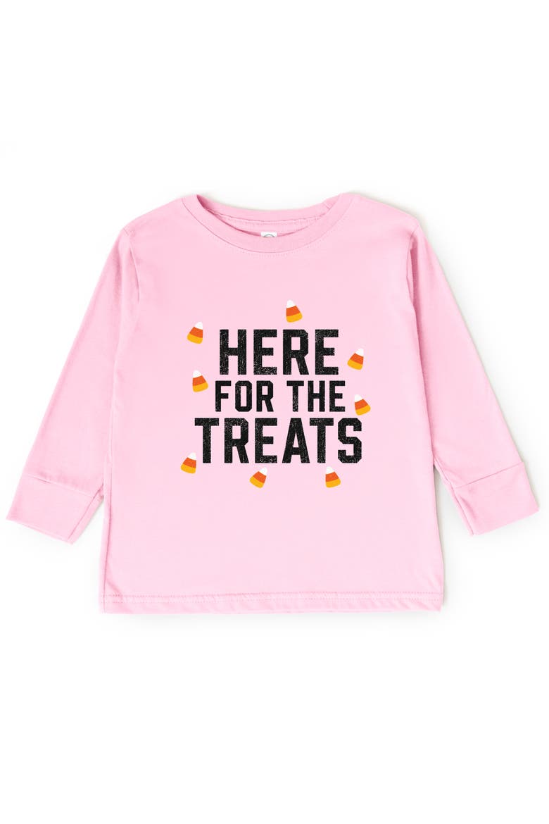 Here For The Treats Toddler Long Sleeve Graphic Tee, Main, color, Pink