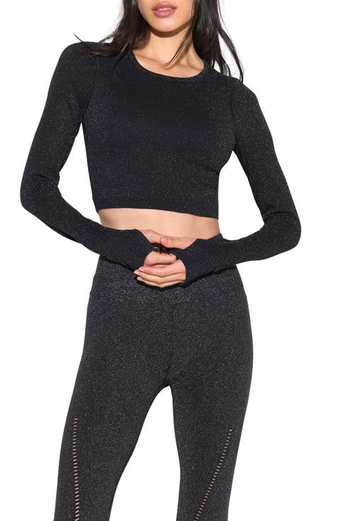 Liberty Shimmer Long Sleeve Crop Top