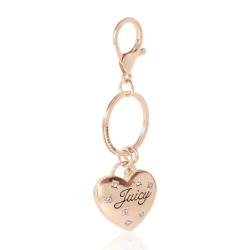Juicy Couture Gold Heart Keychain With Pearls In Gold