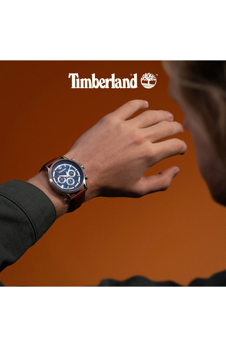 Timberland Bernardston Multifunction Chronograph Leather Strap Watch, 45mm, Alternate, color,
