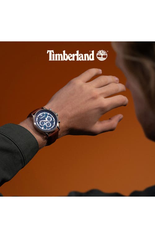 Timberland Bernardston Multifunction Chronograph Leather Strap Watch, 45mm In Brown