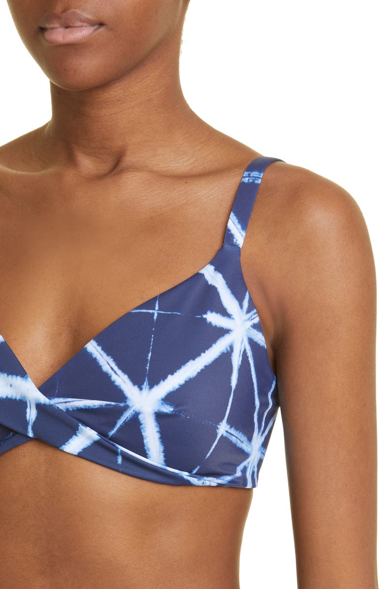 Lafayette 148 New York Shibori Tie Dye Twist Detail Bikini Top, Alternate, color,