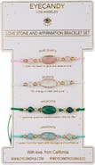 EYE CANDY LOS ANGELES Set of 4 Affirmation Semiprecious Stone Bracelets