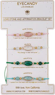 EYE CANDY LOS ANGELES Set of 4 Affirmation Semiprecious Stone Bracelets
