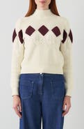 LK Bennett Meera Argyle Mock Neck Cotton Blend Sweater